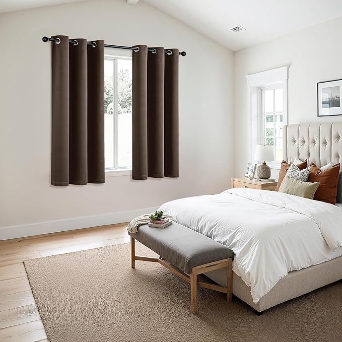 MIULEE Blackout Curtains for Bedroom 2 Panels 40"x63" Long Chocolate Brown | Thermal Insulated, Living Room Darkening Grommet Drapes, Noise Reducing, Light Blocking Window Treatments