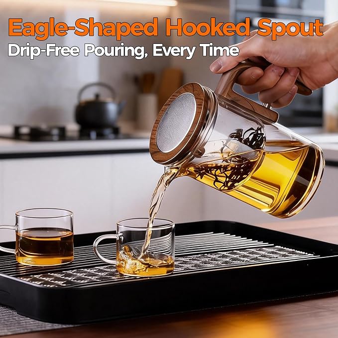 Enchanted Tea Pot, Magic Tea Pot for Loose Leaf Tea Steeper, Heat Resistant Borosilicate Glass Teapot with Tea Infuser, Ideal Gift for Tea Lovers - 20 oz (600 ml)