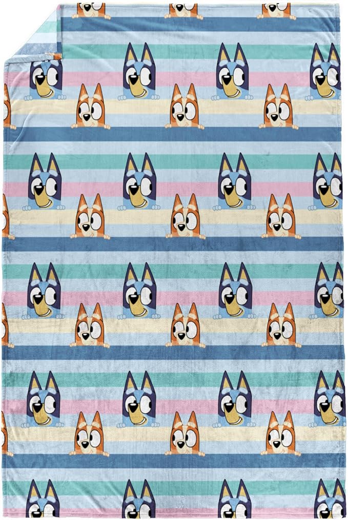 Jay Franco Plush Throw Blanket – 46" x 60" Inch Cartoon Kids Soft & Cozy Fleece Throw for Bedroom & Couch Décor, Official Licensed Product, Multi - Bluey