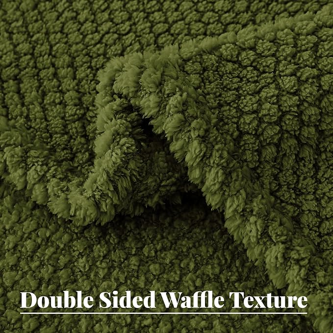 Whale Flotilla Soft Fleece Queen Size Bed Blanket, Olive | 90x90 Inch, Suitable for Bed, Fluffy Fuzzy Jacquard Blankets for All Season, Lightweight and Cozy