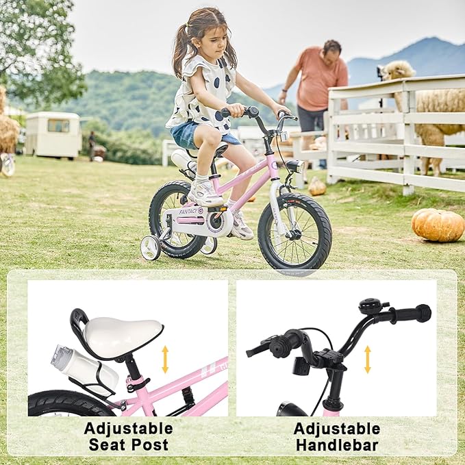 Glerc Fantacy Kids Bike, 12-20 Inch Children Bicycle for 2-13 Years Old Boys Girls, Kids Bicycle with Water Bottle Holder & Headlight & Training Wheels, Multiple Colors