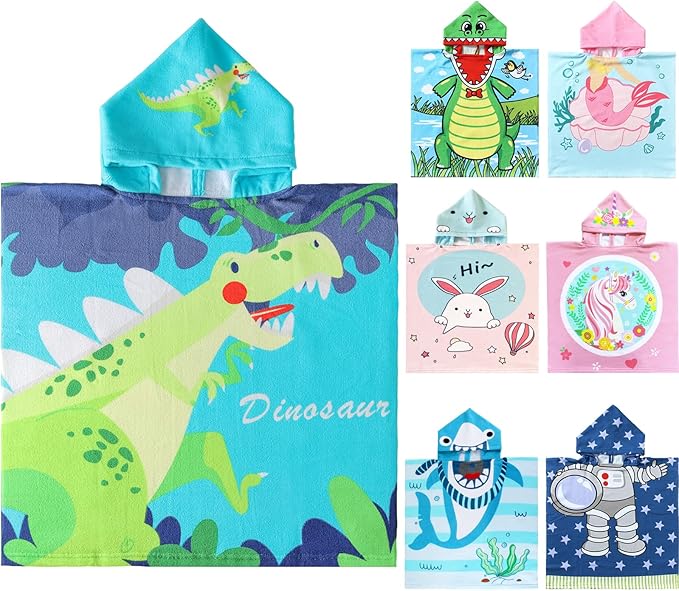 NovForth Kids Beach Towel for Boys Girls, Hooded Bath Towel Wrap, Toddler Pool Towel with Hood