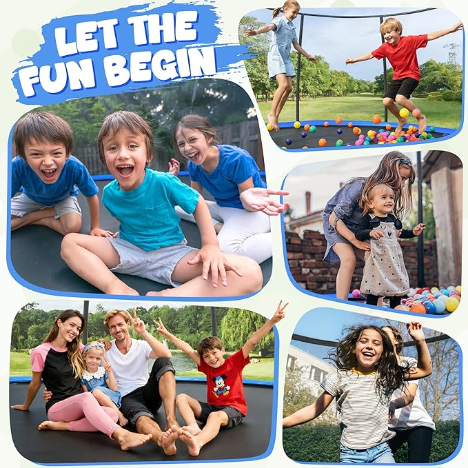 JELENS Trampoline 8FT 10FT 12FT 14FT 15FT 16FT, Recreational Trampolines with Enclosure Net, Outdoor Anti-Rust Trampolines for Kids and Adults, ASTM Approved