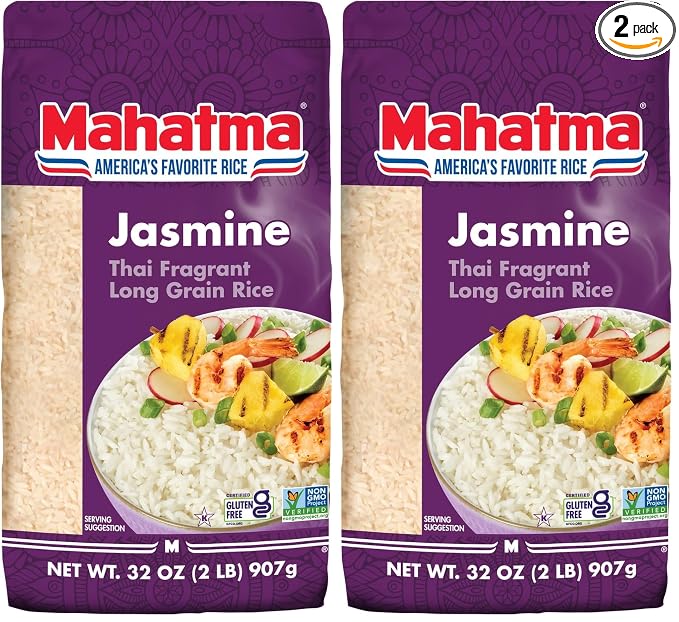 Mahatma Jasmine,2lb Bag of Rice,Thai,Indian,or Cambodian Fragrant Flavored Rice,Stovetop or Microwave (Pack of 2)