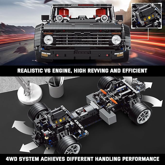 Mould King 13082 Pickup Truck Block Kits Model, MOC Building Blocks Set to Build, Gift for Age 14+/Adult Collections Enthusiasts(3695 Pieces, with Motor/APP Remote Control)
