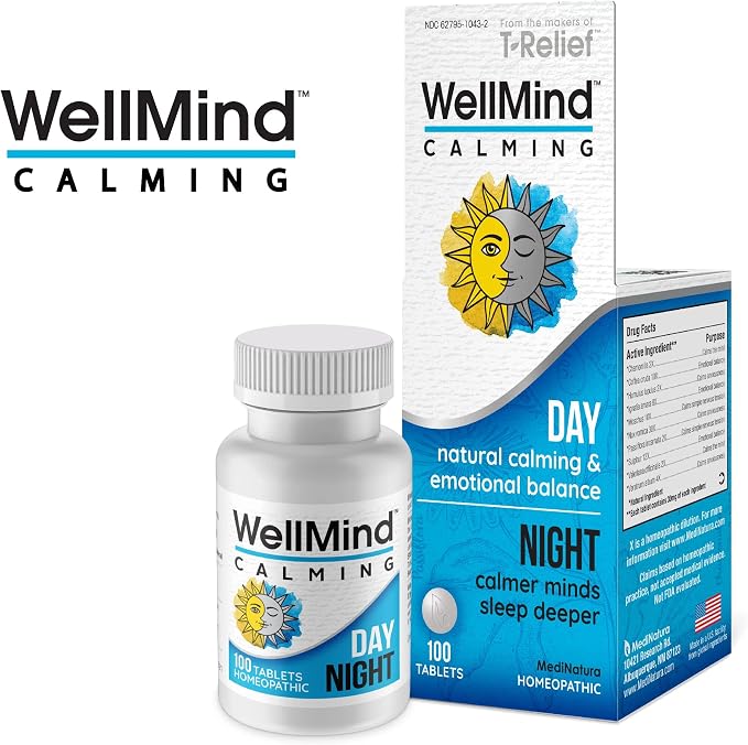 MediNatura WellMind Calming Tablets – Formula for Natural Calming – Supports Relaxation & Calm Moods – Day & Night Use – 100 Count