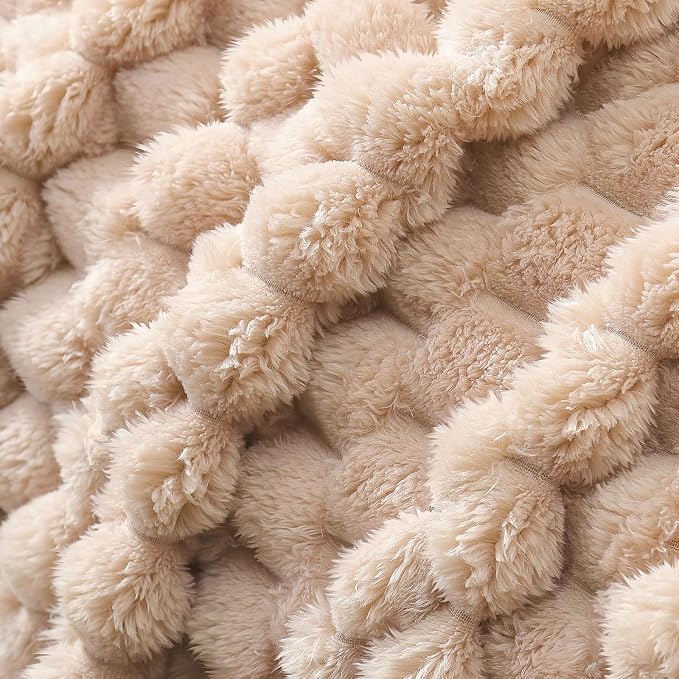 Whale Flotilla Soft Fleece Queen Size Bed Blanket Luxury 3D Jacquard, Camel | Lightweight Breathable Coverlet Bedspread for All Seasons, Super Cozy Plush Fluffy Fuzzy Decorative Blanket for Bed, 90"x90"