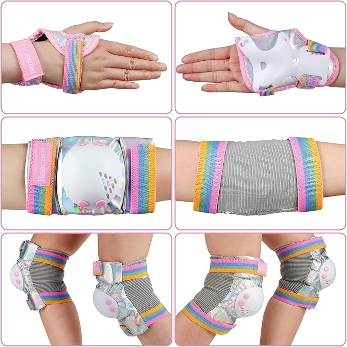 BOSONER Kids/Youth Knee Pad Elbow Pads for Roller Skates Cycling BMX Bike Skateboard Inline Rollerblading, Skating Skatings Scooter Riding Sports