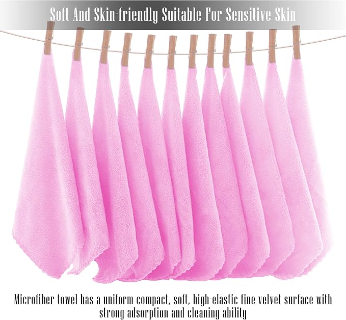 TENSTARS 12 Pack Premium Washcloths Set - Quick Drying- Soft Microfiber Coral Velvet Highly Absorbent Wash Clothes - Multipurpose Use as Bath, Spa, Facial, Fingertip Towel (Frozen Berry)