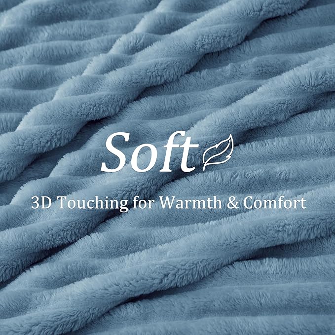 BEDELITE Ribbed Twin Blanket for Couch & Bed,Light Blue, 60"x80" | Ultra-Soft Plush Fleece, Cozy, Warm Yet Lightweight, Ribbed Texture, Home Decor, Machine Washable, Giftable, All-Season Use