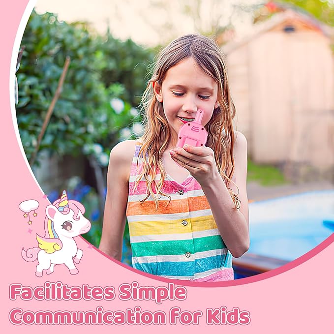 Unicorn Walkie Talkies for Kids - 2 Pack | 2000ft Range in Open Areas, <0.01W Ultra-Low Radiation, Auto-Sleep for 2-6Y Girls, CPC Certified