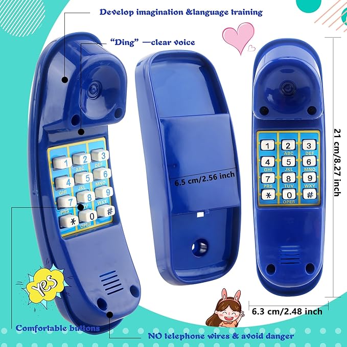 2 Pack Swingset Phone Toys Playground Swing Set Telephone Plastic Pretend Play Telephone with Numeric Key for Kids Outdoor Playground Treehouse Accessories (Blue)