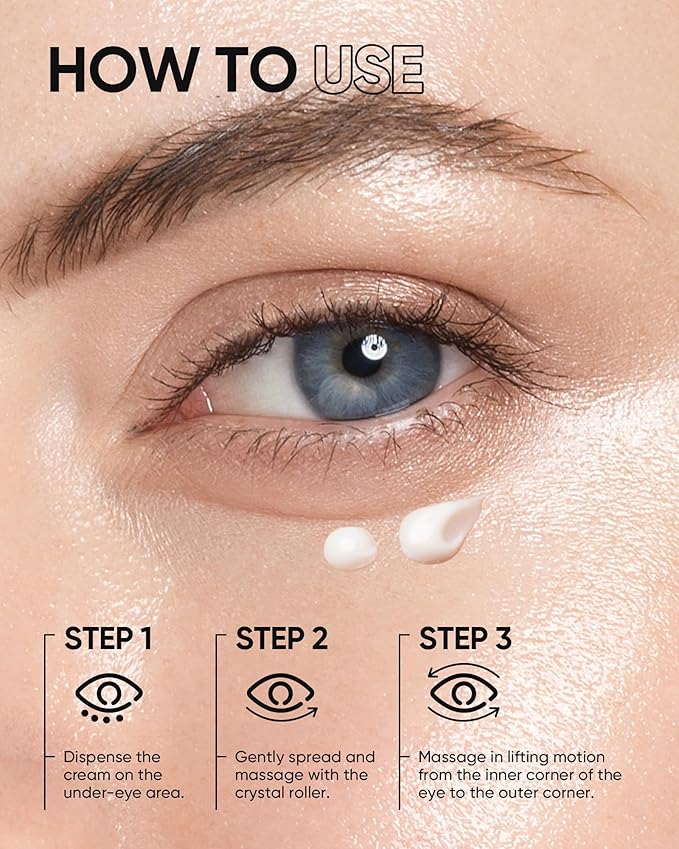 SKINTIFIC 360° Crystal Massager Lifting Eye Cream, Reduces Puffiness, Nourishes Eye Area with 3D Peptides, Niacinamide & Caffeine