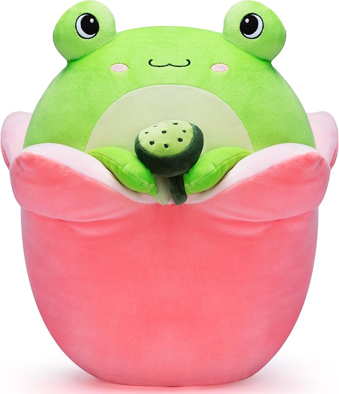Original 12.5-inch Large Frog Plush Pillow Stuffed Animal Toy,Big Size Cute Soft Toys Fat Kawaii Hugging Pillows Cuddle Plushie,Gift for Kids