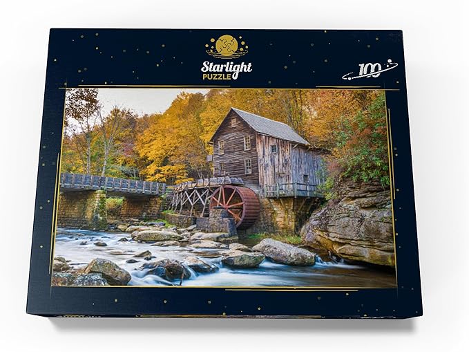 MyPuzzle Babcock State Park, West Virginia, USA at Glade Creek Grist Mill During The Fall Season - Premium 100 Piece Jigsaw Puzzle for Adults