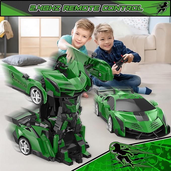 BLUEJAY Transform Rc Cars for Boys 4-7 8-12, 2.4Ghz Remote Control Car 1:18 Scale Transforming Robot, One-Button Deformation 360° Rotation Car Toy Gifts for Boys 3-5