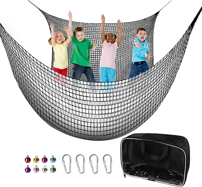 Climbing Cargo Net - 6.5' x 9.8', Double Layer Playground Safety Net with Storage Bag for Kids' Outdoor Treehouse
