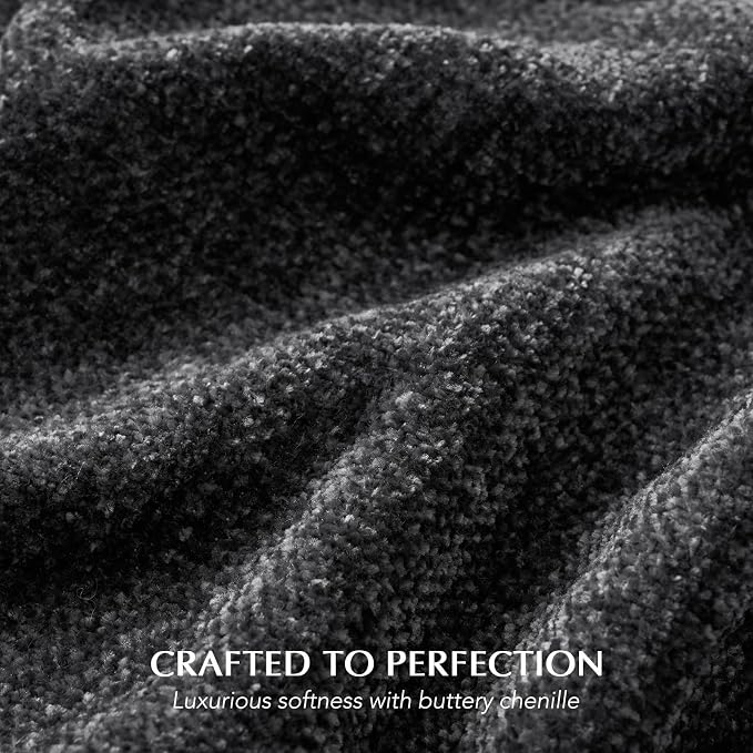 Chenille Knit Throw Blanket for Couch, 60"x80", Iron Black | Cozy Plush Fuzzy Knittd Throw with Tassels, Lightweight, Decorative, Farmhouse Decor, Ideal for Bed Sofa Gift, All Seasons