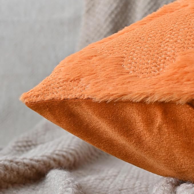 Set of 2 Soft Moroccan Throw Pillow Covers 12x20 Inch Plush Boho Decorative Pillow Cover Accent Cushion Case for Couch Sofa Bed, Orange