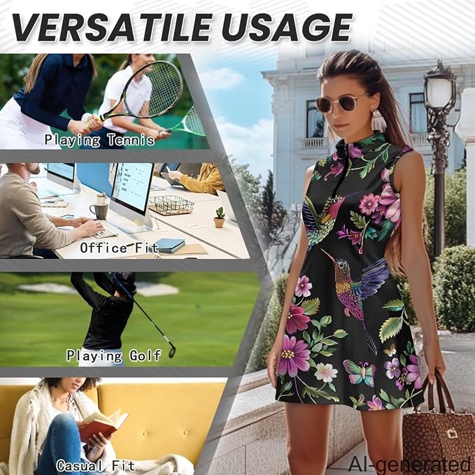 Golf Dress Tennis Dresses for Women with Built in Shorts and Pockets Sleeveless Athletic Dress Workout Dress