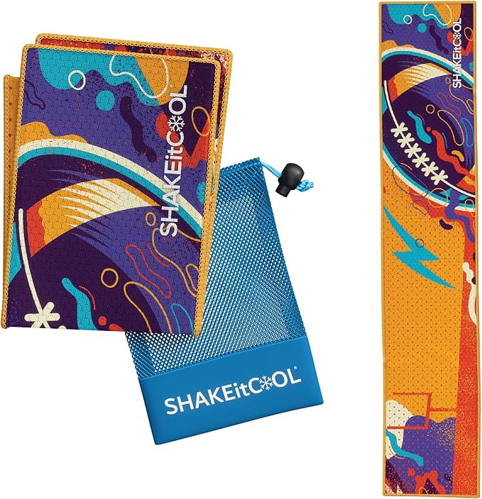 SHAKEitCOOL Original Cooling Towel – Soft, Lightweight, Heat Relief – Perfect for Biking, Running, Yoga, Gym, Gardening – First Down