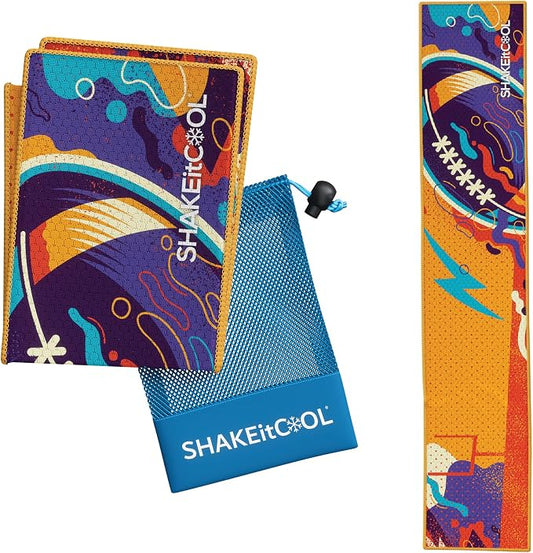 SHAKEitCOOL Original Cooling Towel – Soft, Lightweight, Heat Relief – Perfect for Biking, Running, Yoga, Gym, Gardening – First Down