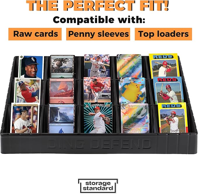 Storage Standard 2 Pack Card Sorting Tray - Stackable Trading Cards Organizer, 15-Compartment Playing Organizing Tool - Sorter for Raw, Sleeved and Toploaders, Includes Label Dividers