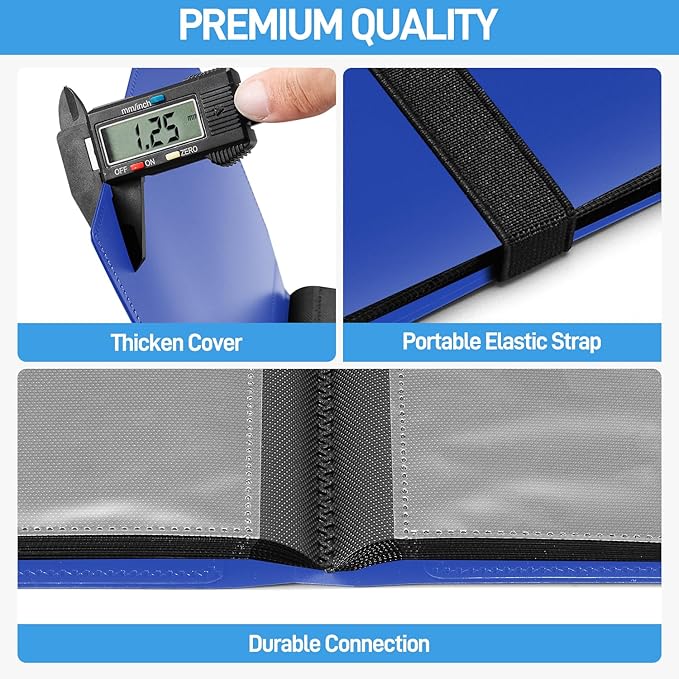 Card Binder, Upgraded 4 Pockets Trading Card Collection Binder for Cards, 160 Pockets Mini Card Book Holder Album - Dark Blue