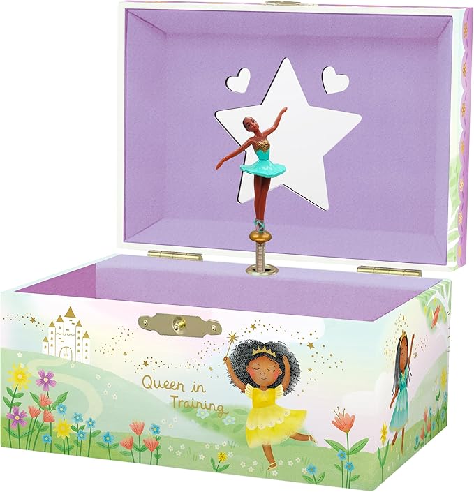 Giggle & Honey Ballerina Jewelry Box - Ballerina Gifts for Girls Age 4-6- Kids Jewelry Box with Spinning Ballerina - 6 x 4.7 x 3.5 in