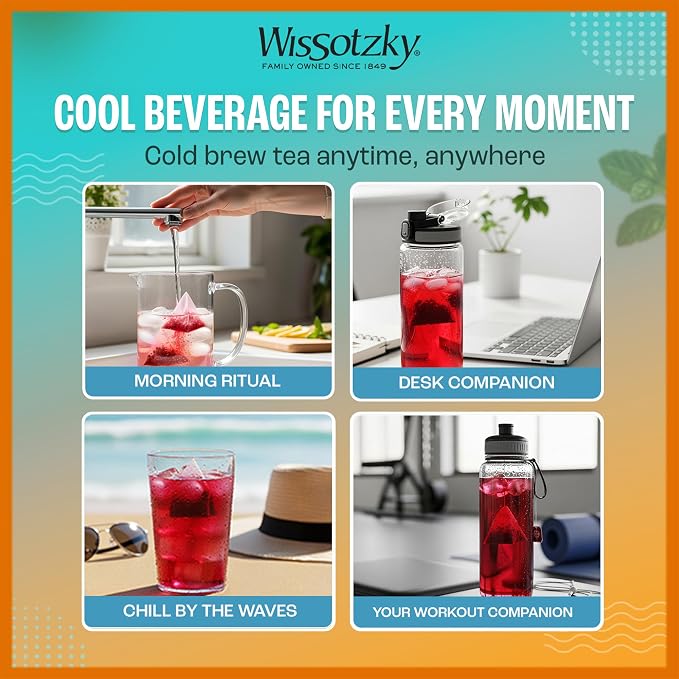 Wissotzky Cold Breeze Variety Pack, Cold Brew Iced Tea (54 Tea Bags) | Caffeine-Free | Herbal Tea | Kosher | Cold Water Brewing