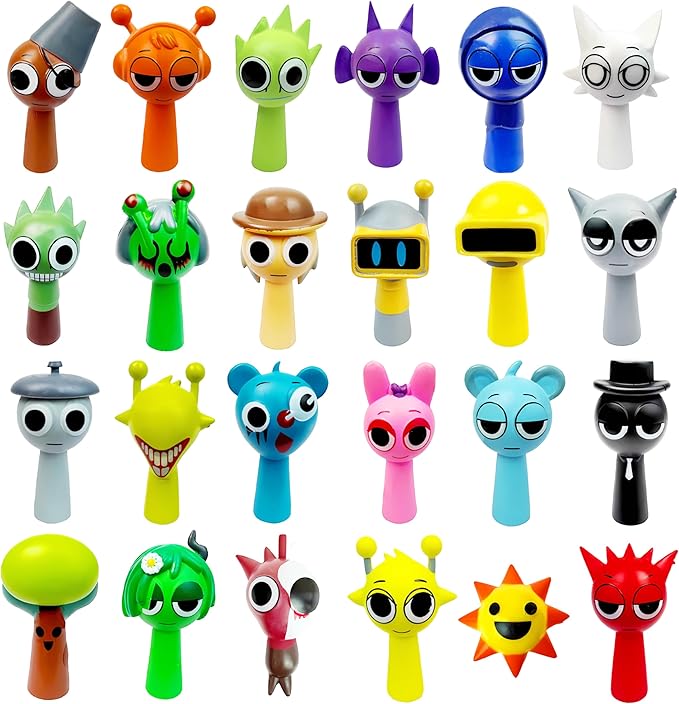 Wenda Action Figures Toy Set 24-Piece,Clukr,Pinki,Jevin and Durple PVC Toys-Collectible for Display Enthusiast