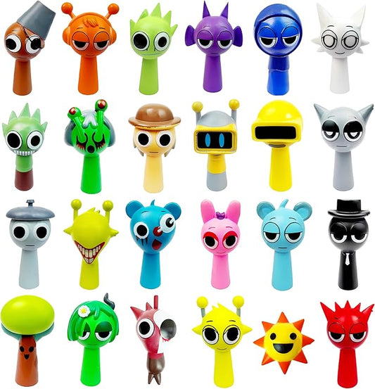 Wenda Action Figures Toy Set 24-Piece,Clukr,Pinki,Jevin and Durple PVC Toys-Collectible for Display Enthusiast