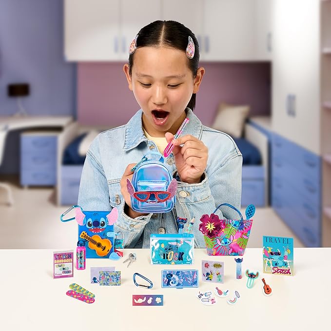 REAL LITTLES Disney Lilo & Stitch Fan Favorites 3 Pack, Includes Themed Micro Backpack, Handbag and Journal, with 15 Micro Surprises Inside