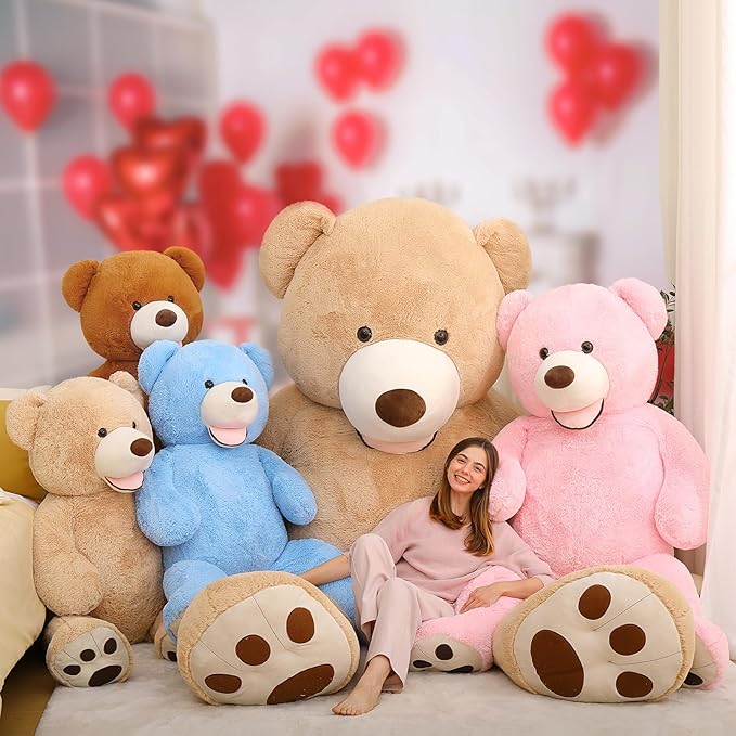 MaoGoLan Giant Pink Teddy - 6ft Stuffed Animal, Smiling Face, Large Plush - Life Size Gift for Valentines Day, Anniversary, Birthday