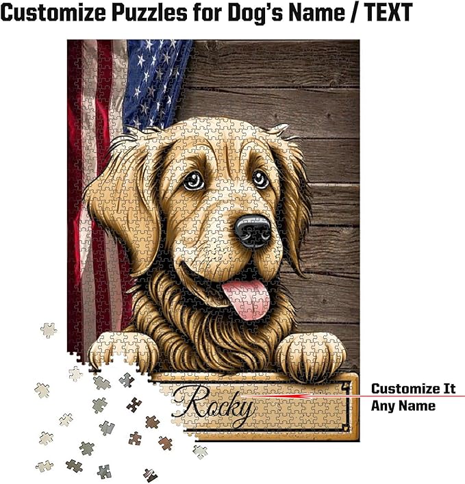 Custom Wooden Jigsaw Puzzles with Your Dog's Name on Kuvazs Art Print - 300 500 1000PCS Puzzles Game and Home Wall Decor