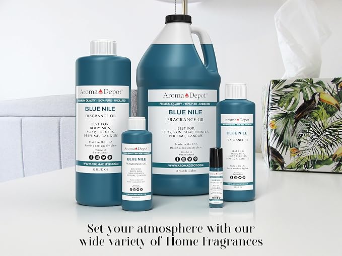 Aroma Depot 8 fl. oz Blue Nile Fragrance Oil, Perfume Oil, Scented Oil for Making, Soap, Candle Making & Incense. Used in Aromatherapy Diffusers, Warmers, and Burners. DIY Such as Lotions & Creams.
