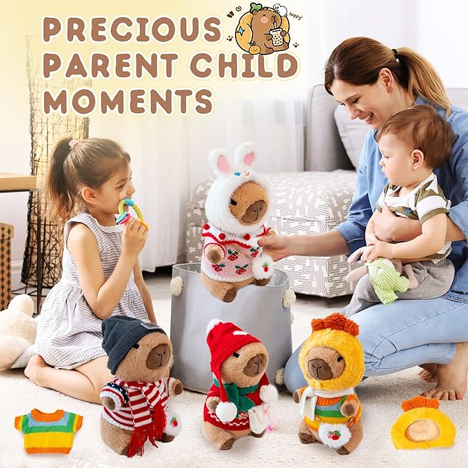 Capybara Plush with 10 Pcs Clothes & Accessories,Christmas Stuffed Animals, 10.2 in Cute Capybara Plush Toys,Birthday Gifts&Dress Up Cute Plushies for Boys/Girls (Chicken-C)