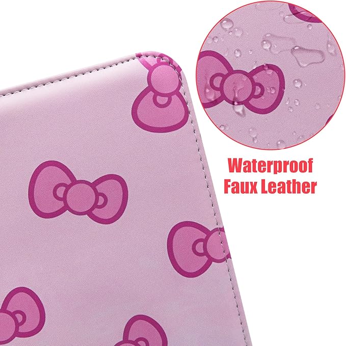 Pink Card Binder for Girls, 4 Pocket with 50 Sleeves up to 400 Trading Cards Binder, Waterproof Card Storage Bag with Shoulder Strap