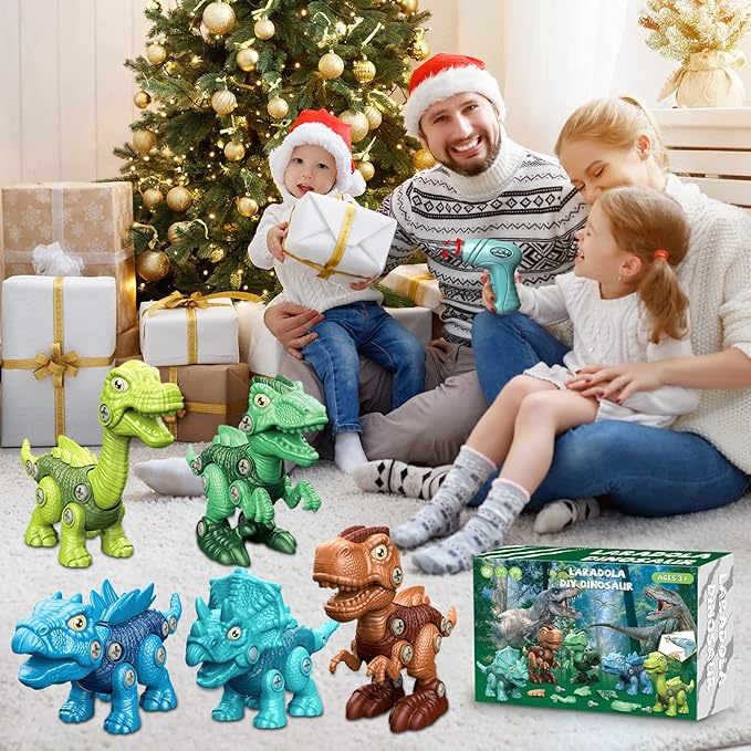 Laradola Kids Toys Stem Dinosaur Toy - Take Apart Dinosaur for Kids 3-5 5-7 | Construction Building Boy Toys with Electric Drill | Party Christmas Birthday Gifts Boys Girls 3 4 5 6 7 8 Year Old