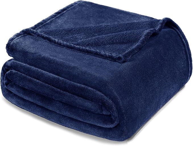 Exclusivo Mezcla Soft Fleece Blanket King Size for Bed, Navy Blue | 104x90 Inches, Double-Sided Brushed Flannel, Lightweight Plush Cozy Blanket for Home Decor, All Season, Machine Washable