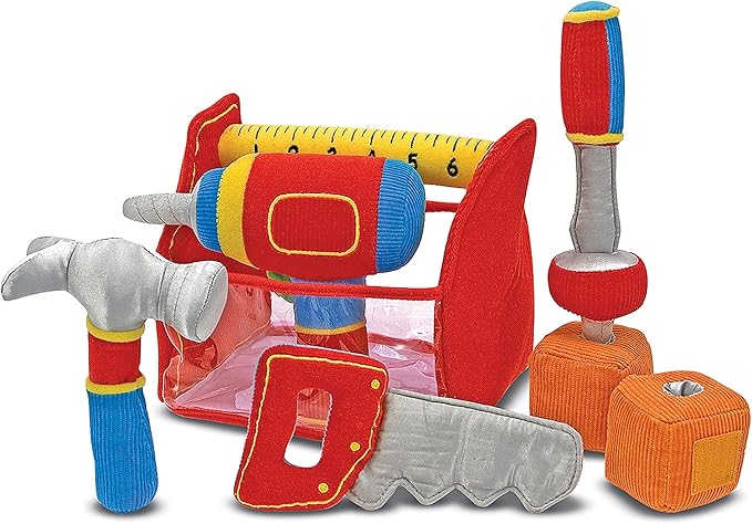 Melissa & Doug Toolbox Fill and Spill Toddler Toy with Vibrating Drill (9 pcs)