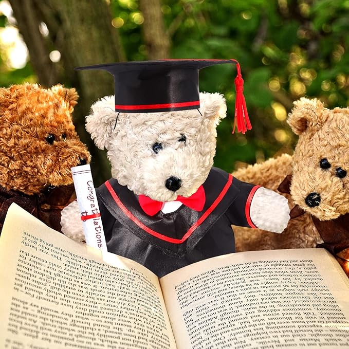 Set of 1 Graduation Teddy Bear Clothes Cap & Gow Outfit Fits Most 8" - 12" Bear Plush Stuffed Animal Outfit Build a Bear Doll Clothes and Make Your Own Stuffed Animals(Graduation Style, Fit 8"-12")