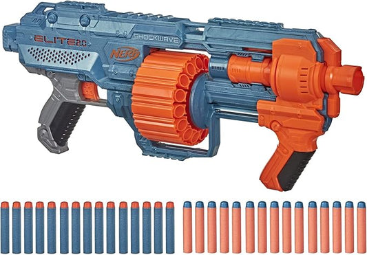 Nerf Elite 2.0 Shockwave RD-15 Dart Blaster, 30 Nerf Elite Darts, 15-Dart Rotating Drum, Kids Outdoor Toys for 8 Year Old Boys & Girls and Up (Amazon Exclusive)