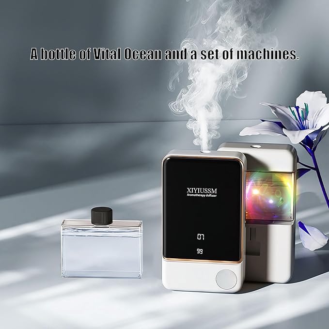 Waterless Essential Oil Diffuser for Home & Office Cordless Battery Operated Aroma Diffuser with 7 Mist Levels, Ultrasonic Air Freshener for Large Rooms Bedroom Bathroom Car Small & Portable