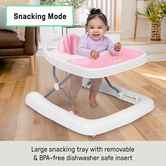 Ingenuity Step & Sprout 3-in-1 Foldable Baby Activity Walker with Removable Toys Ages 6 Months +, Pink