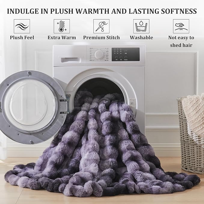 Faux Fur Throw Blanket for Couch, 1000 GSM Cozy Fuzzy Fluffy Soft Plush Thick Bubble Sherpa Blanket for Sofa Bedroom Living Room, Mothers Day Birthday Gifts for Women Home Decor