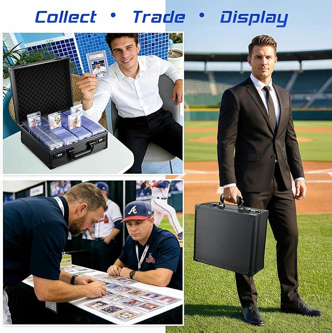 Card Storage Box for 3" x 4" 35pt Toploaders, Sports Cards Case with Lock, Trading Card Storage Box Holds 600+ Top Loaders or 150 Magnetic Holders, Card Collection Box for Collectors