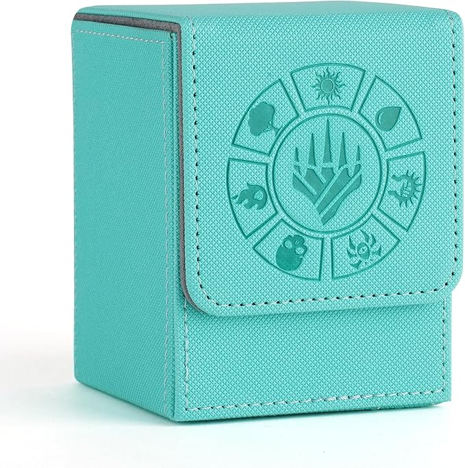 Arkeiliy Card Deck Box, 110+ Storage MTG Deck Box with 50 Pcs Card Sleeve, Collectible Trading Card Cases for Magic Commander and More (Turquoise)