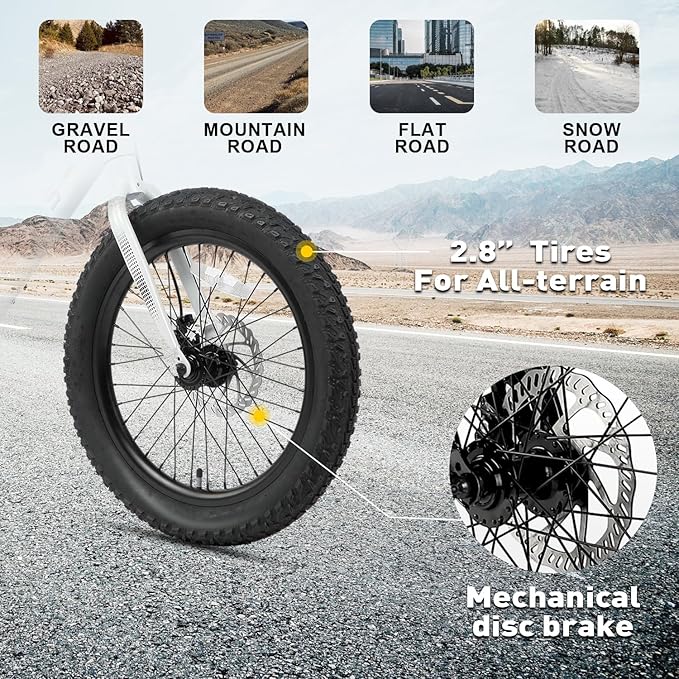 Glerc Mars Kids Mountain Bike, 20 24 Inch Fat Tire Bike for Teen Ages 6-14 Year Old, Bicycle with 2.8-Inch Wide Tires and 6 Speed Drivetrain, Multiple Colors