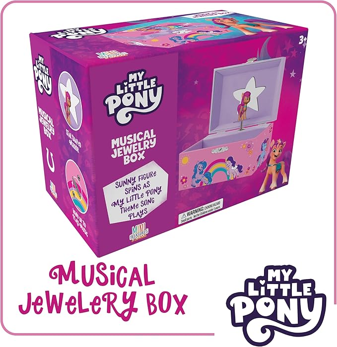 My Little Pony Jewelry Box for Girls - Musical Jewelry Box with Spinning Sunny Starscout Figurine, My Little Pony Toys for Kids Ages 3-5 - Plays My Little Pony Theme Song - 6 x 4.7 x 3.5 in